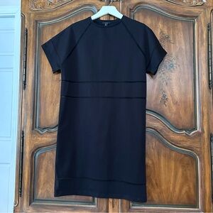 COS ~ Black Burnout Sheer Striped Short Shift Sleeve Dress in size XS